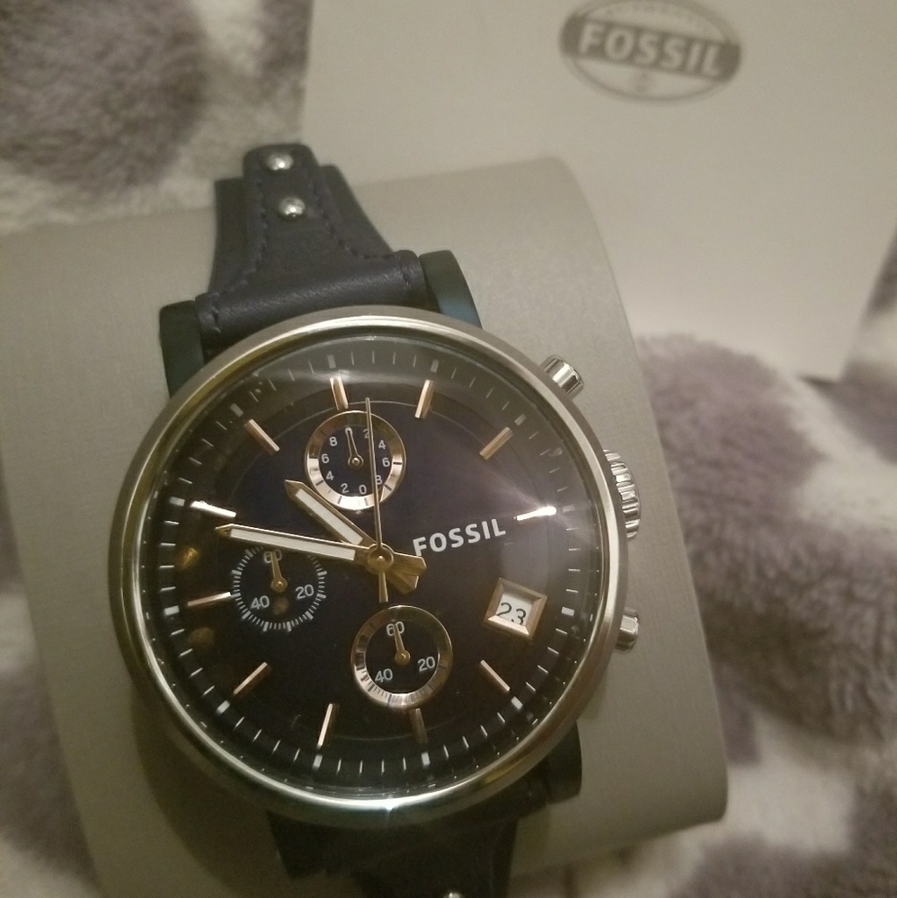 Blue leather women's Fossil watch